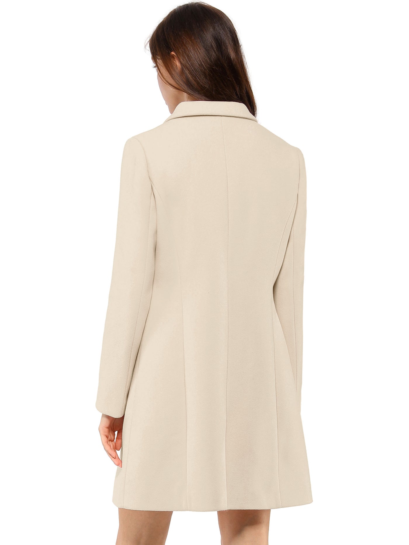 Allegra K Notched Lapel Single Breasted Outwear Winter Long Coat