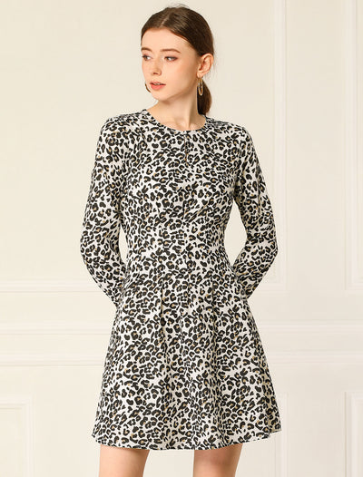 Valentine's Day A-line Pleated Fit and Flared Leopard Dress