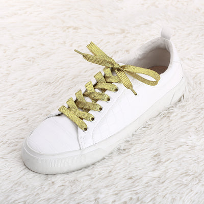 Glitter Shiny Metallic Shimmery Flat Sneakers Shoelace Strings