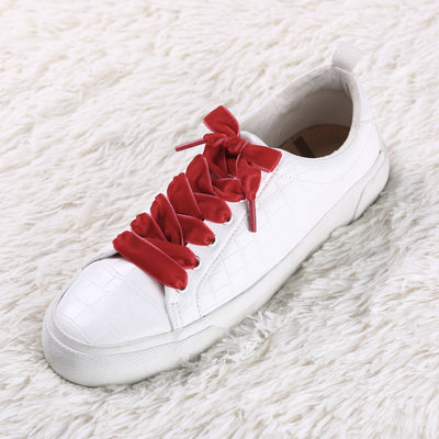 Flat Velvet Shoelaces 0.6 Inches Wide Ribbon Sneakers Strings