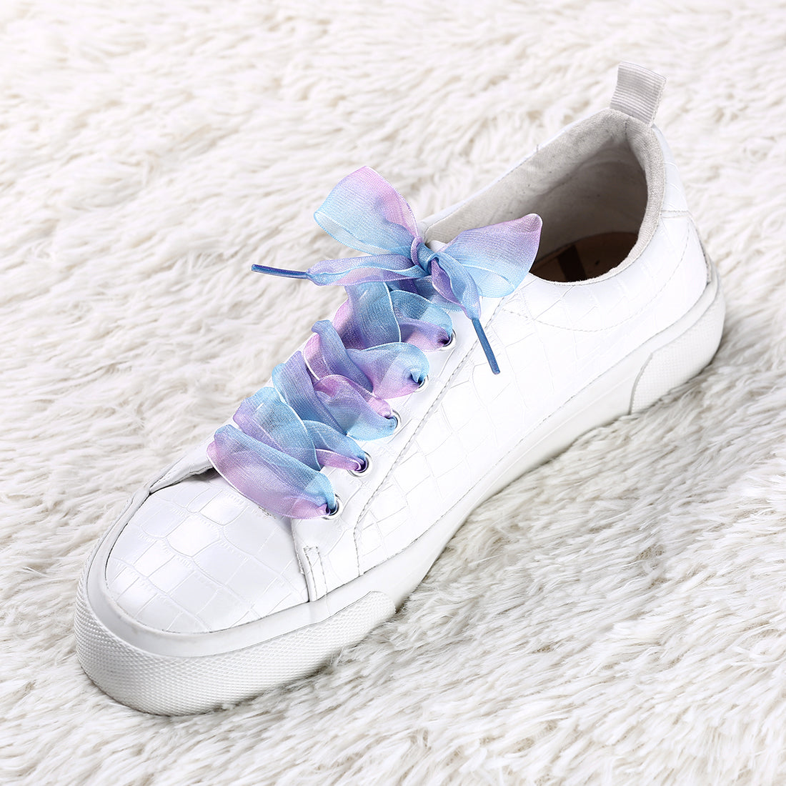 Allegra K 2.5cm Wide Flat Shoelaces Gradient Color Organza Shoe Laces Strings