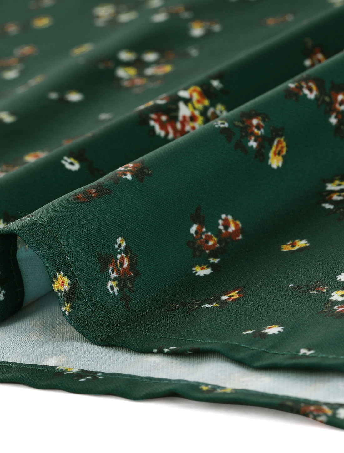 Allegra K Belted Batwing Sleeve V Neck Side Slit A-Line Vintage Floral Dress