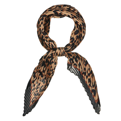 Leopard Print Pleated Rhombus Scarf Neck Scarves Neckerchief Lady