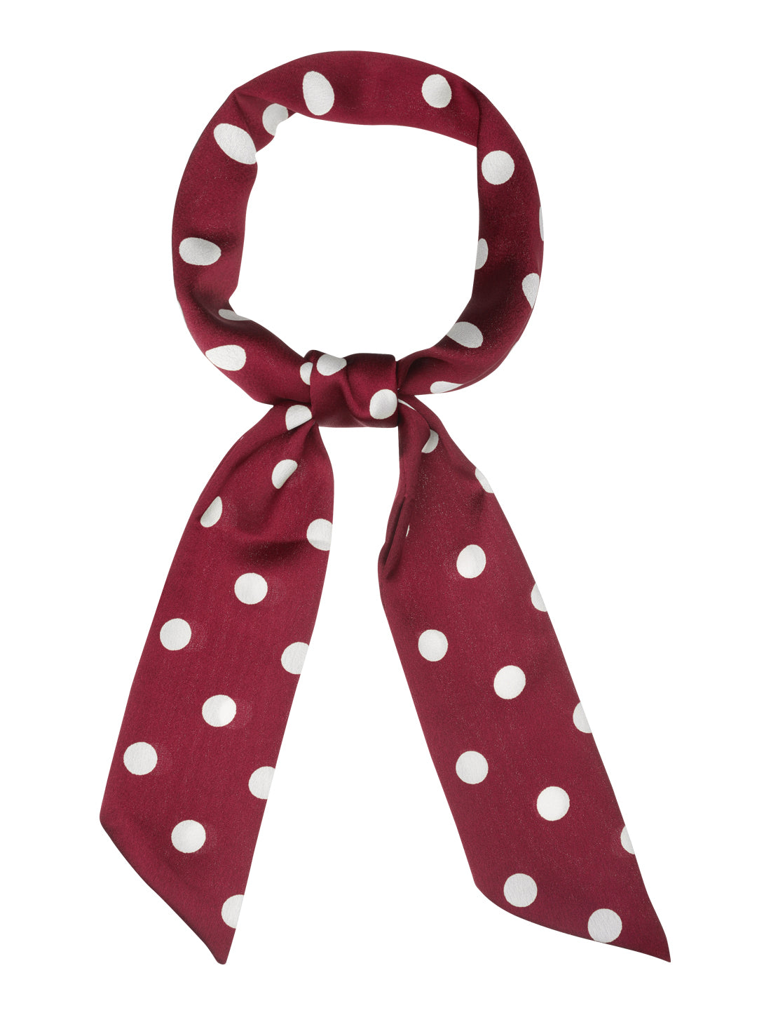 Allegra K 50s Skinny Silky Scarf Polka Dots Waistband Long Narrow Neckscarf
