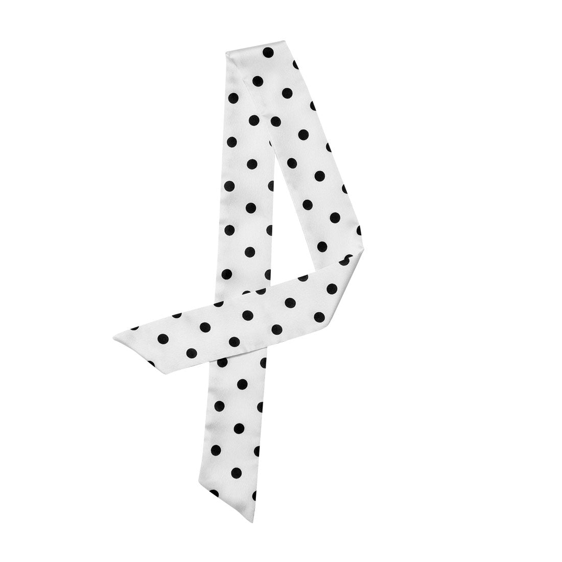 Allegra K 50s Skinny Silky Scarf Polka Dots Waistband Long Narrow Neckscarf