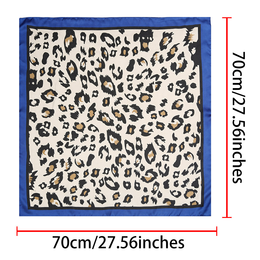 Allegra K 70cm Large Leopard Print Square Silk Kerchief Neck Head Scarf