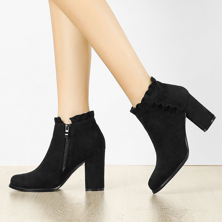 Allegra K Womens Boots Allegra K Women's Mesh Heel Boots Black Stiletto Heels Ruffle Ankle Boots 6 M US | Ankle & Bootie Navy Blue Boots