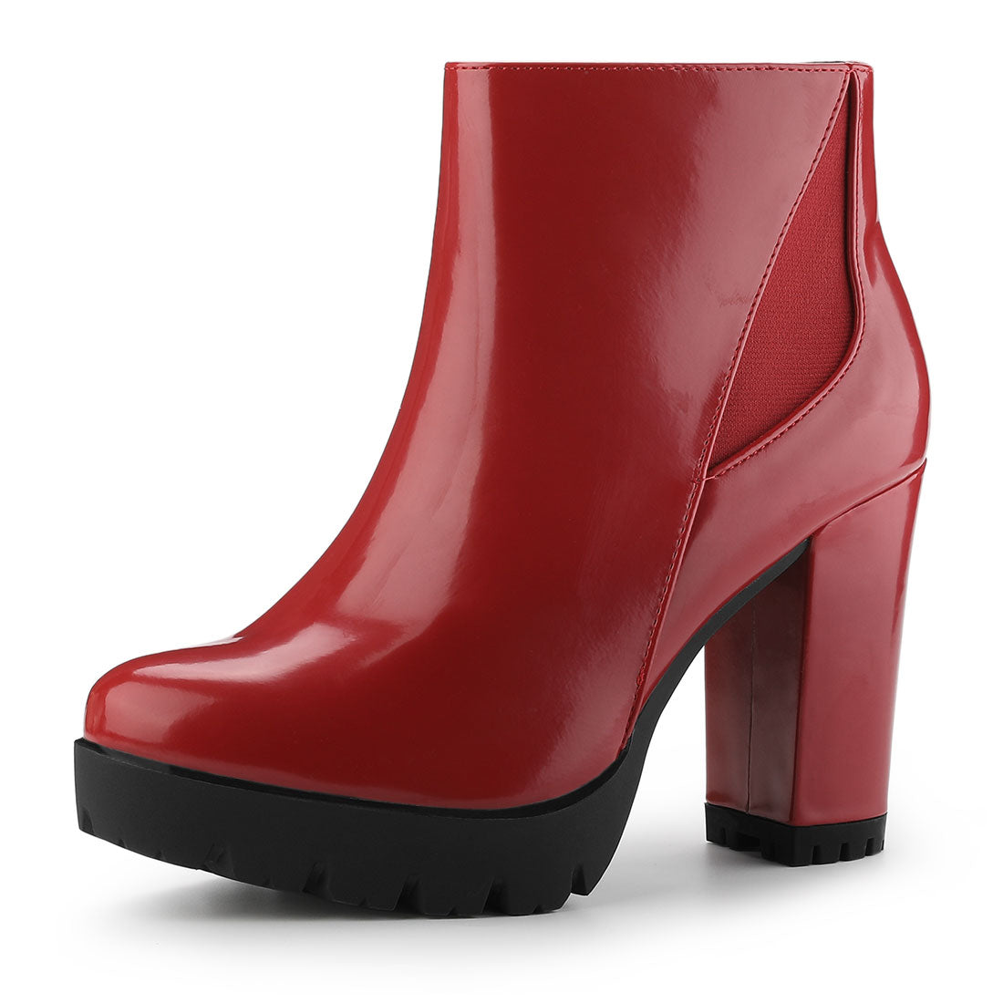 Allegra K Rounded Toe Chunky Heel Platform Ankle Boots