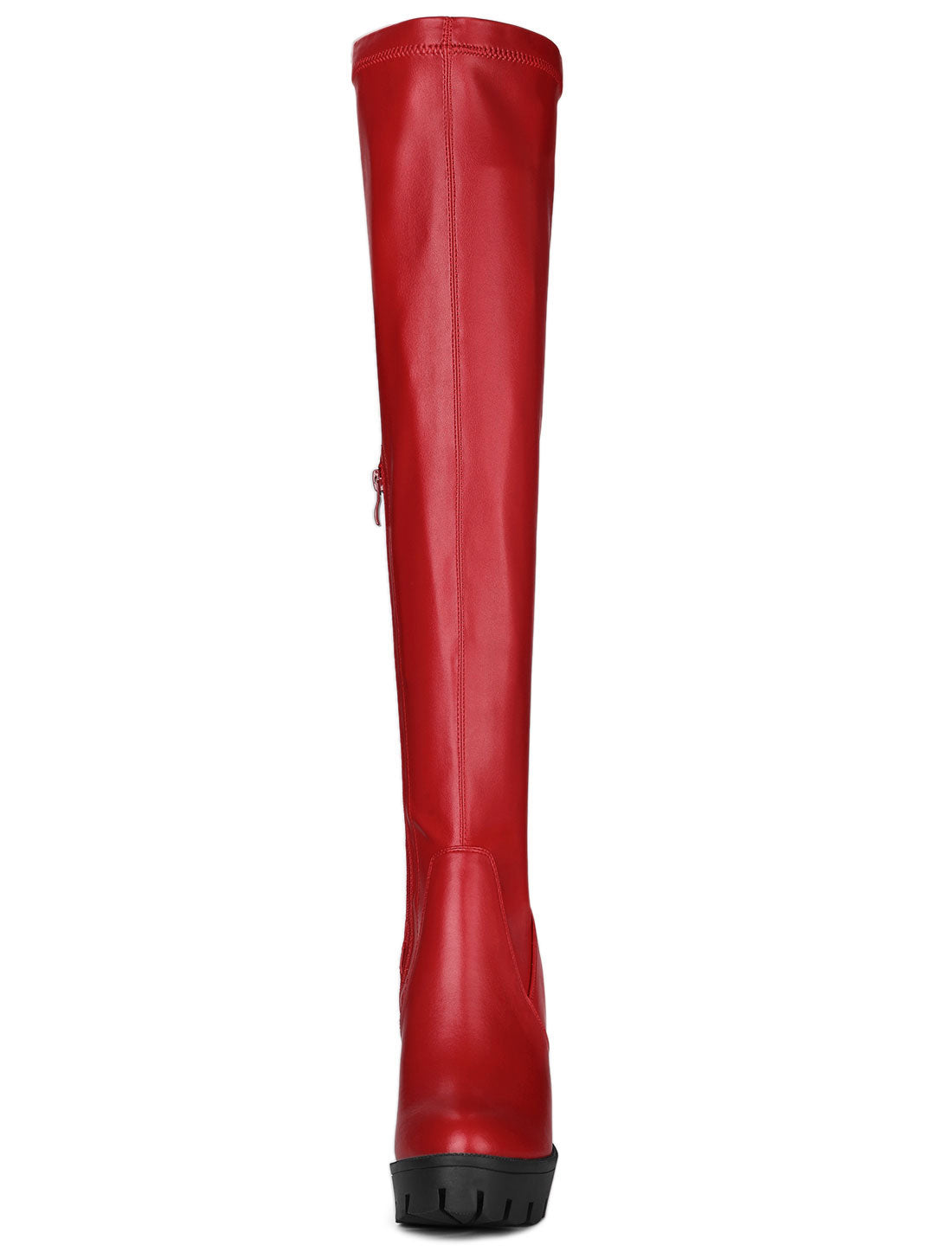 Allegra K Platform Chunky Heel Over Knee High Side Zipper Boots