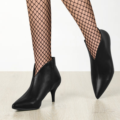 Cutout Pointy Toe Stiletto Heel Boots Ankle Booties