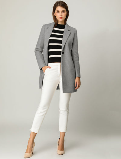 Classic Notched Lapel Long Sleeve Buttoned Coat