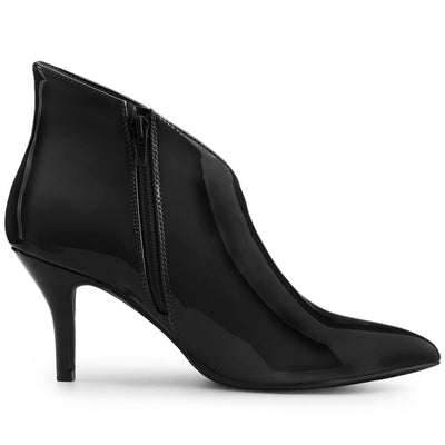 V Shape Pointed Toe Stiletto Heel Ankle Boots