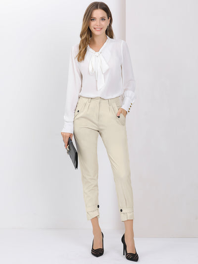 Ankle High Waisted Pants Work Straight Leg Trousers