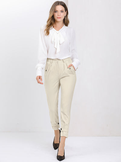 Ankle High Waisted Pants Work Straight Leg Trousers