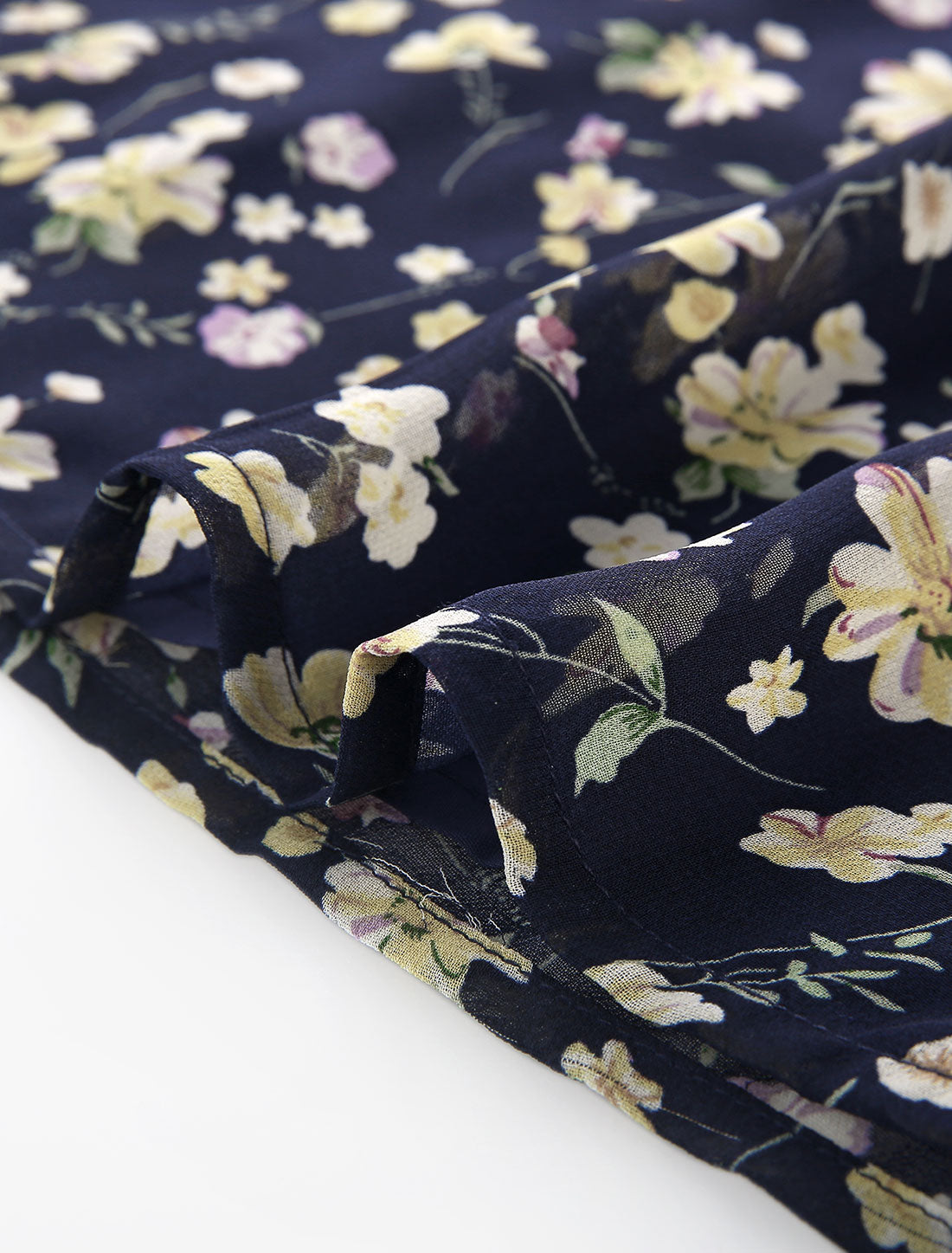 Allegra K Casual Button Down Ruffle Long Sleeve Floral Print Chiffon Blouse