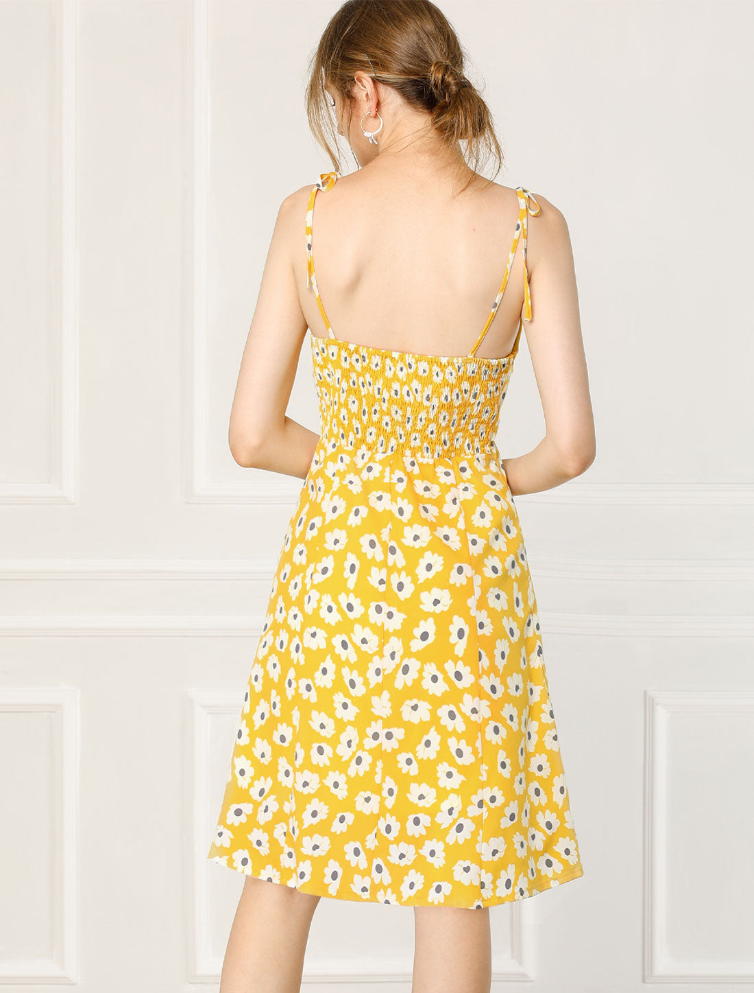 Allegra K Daisy Spaghetti Strap Summer Cami Sleeveless Floral Dress Sundress