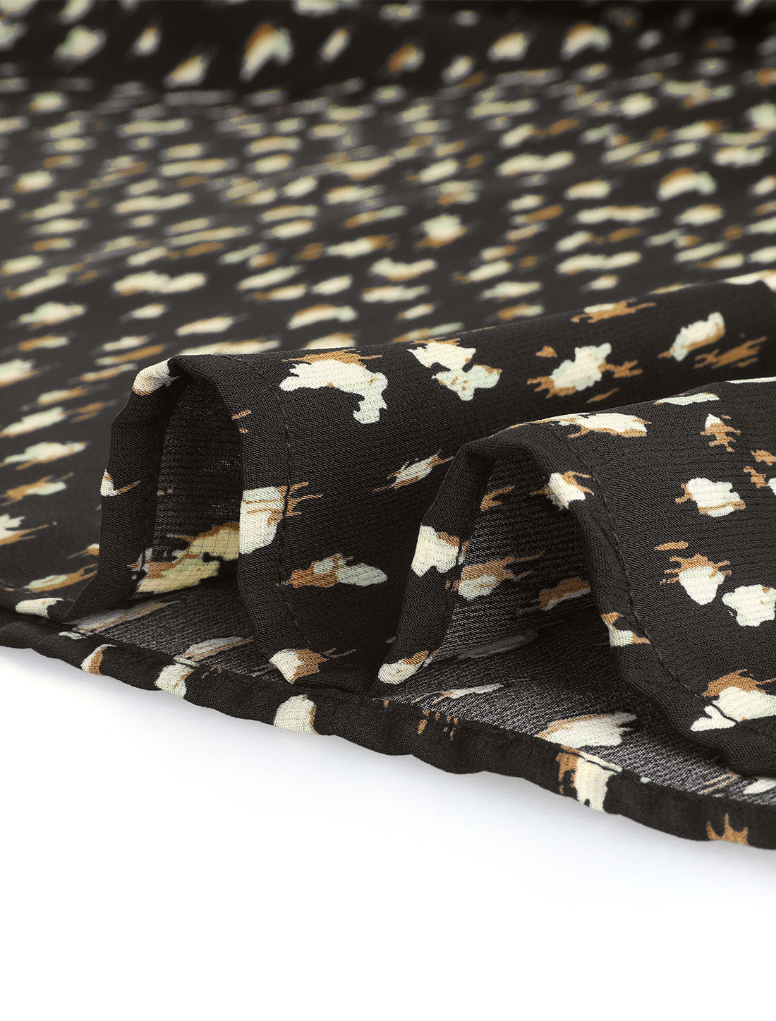 Allegra K Leopard Print Stand Collar Wild Button Decor Long Sleeve Dress