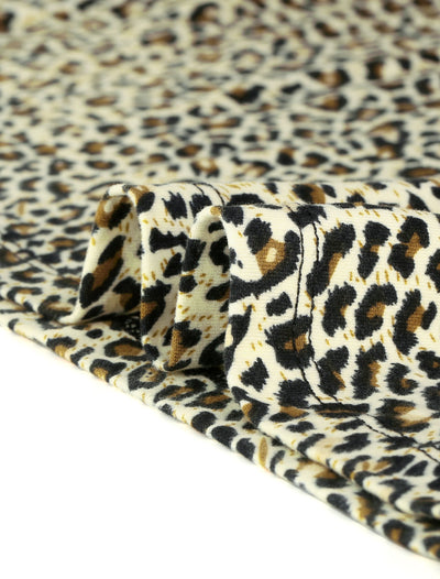 Animal Print Top Short Sleeve Pleated U-neck Knit Leopard T-shirt