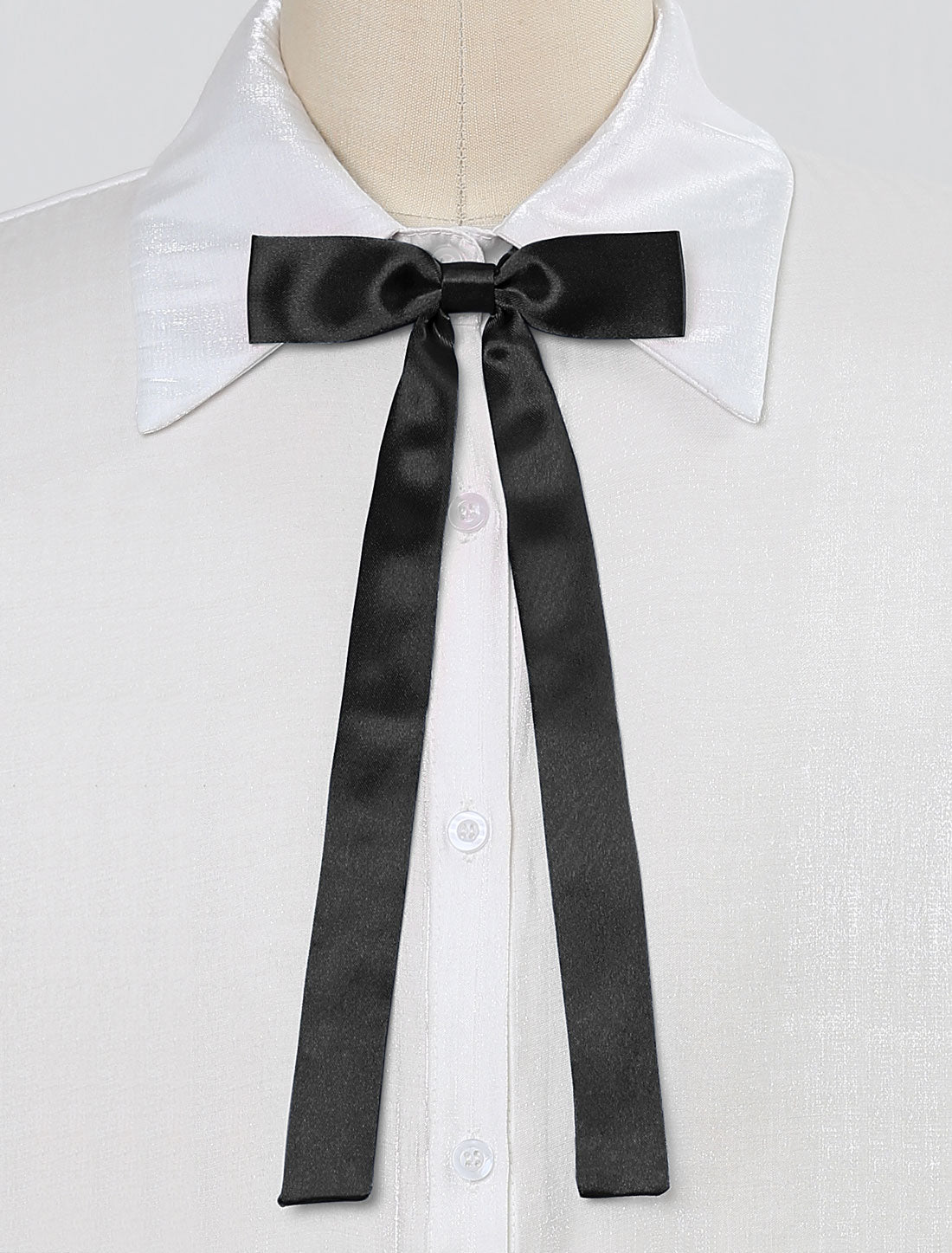 Allegra K Pre-Tied Adjustable String Long Ribbon Solid Uniform Bowties
