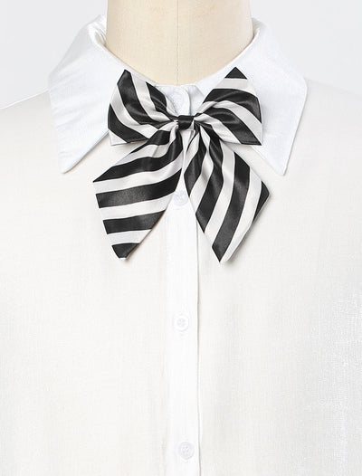 Women's Striped Pre-Tied Uniform Adjustable Bowknot Bow Tie for Cosplay Costume