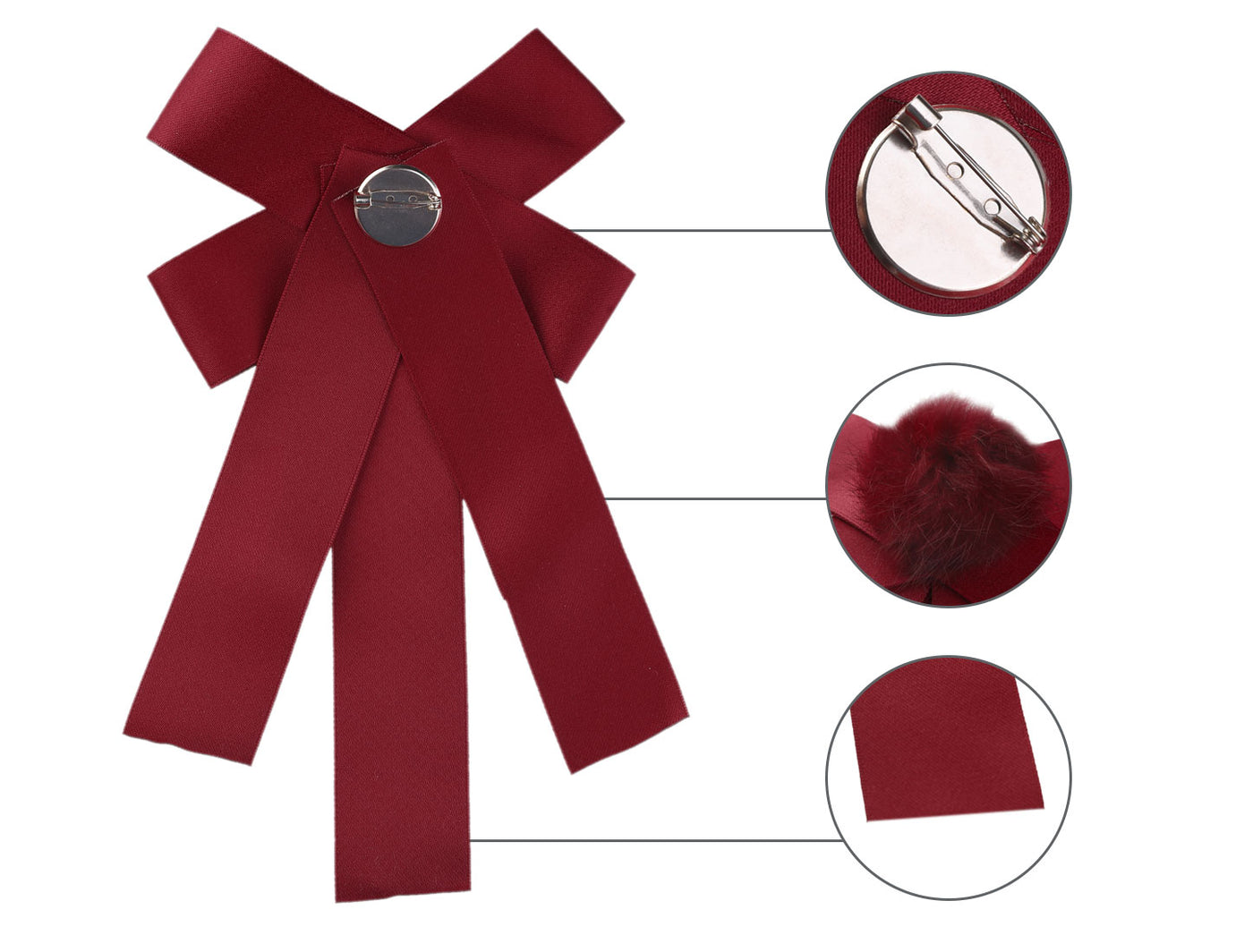 Allegra K Pre-tied Bowknot Pin Solid Color Neckties Elegant Brooch Bow Tie