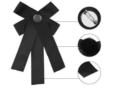Pre-tied Bowknot Pin Solid Color Neckties Elegant Brooch Bow Tie
