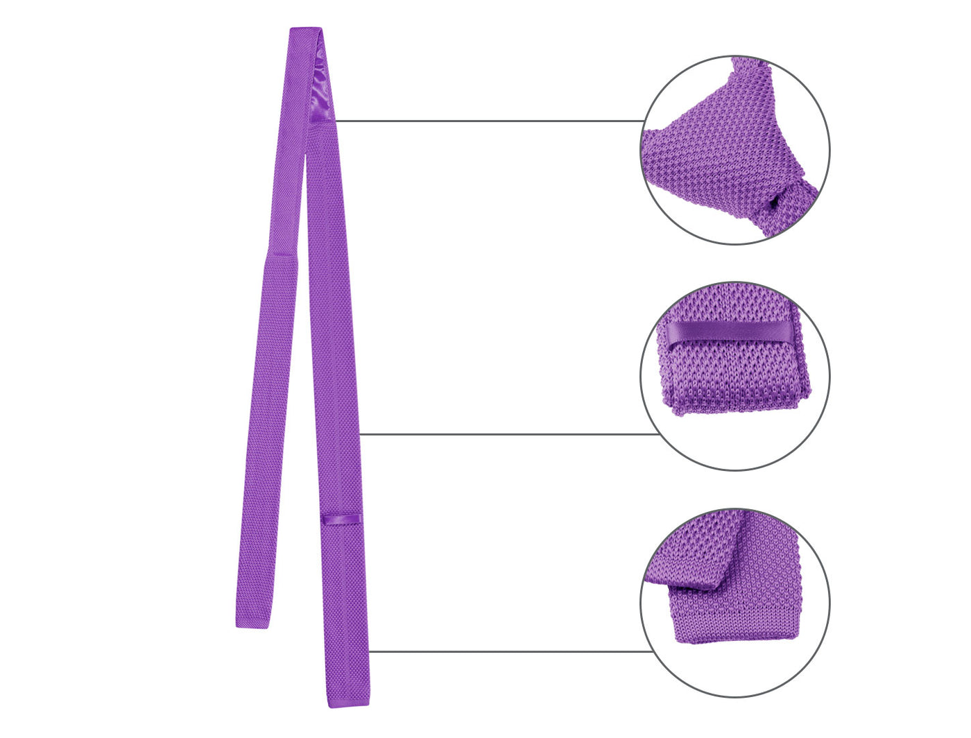 Allegra K Self-Tied Solid Color Skinny Flat Tips Designed Knit Ties