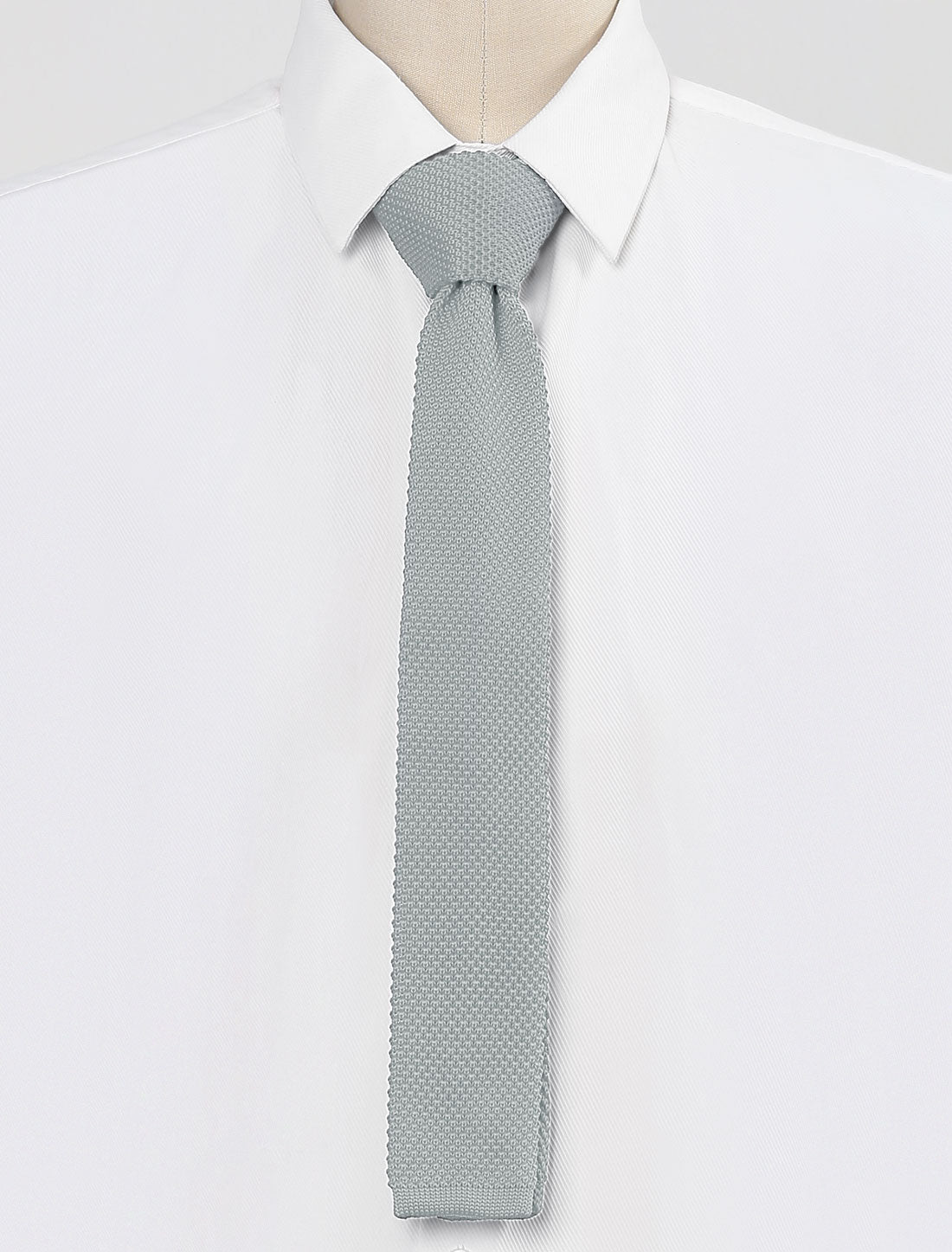 Allegra K Self-Tied Solid Color Skinny Flat Tips Designed Knit Ties