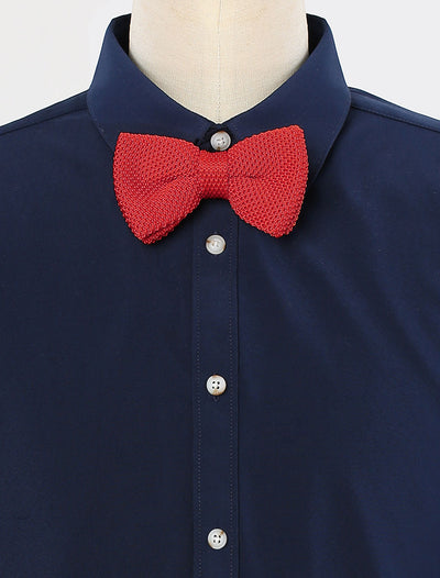 Pre-tied Bowtie Adjustable Neck Solid Color Knitted Bow Tie