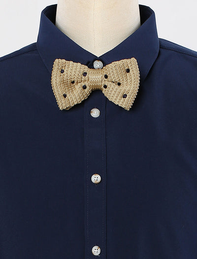 Polka Dots Bow Ties Adjustable Strap Pre-tied Knitted Bowties