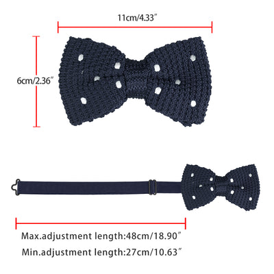 Polka Dots Bow Ties Adjustable Strap Pre-tied Knitted Bowties