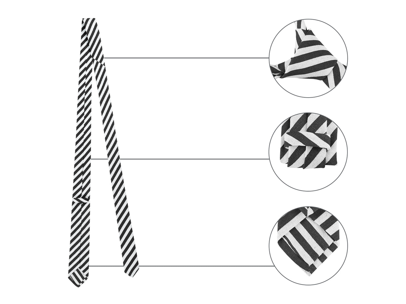 Allegra K Self-Tied Stripes Linen Business Skinny Formal Casual Ties