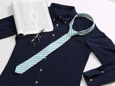 Self-Tied Stripes Linen Business Skinny Formal Casual Ties