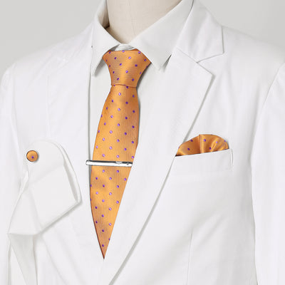 Polka Dot Self-tied Handkerchief Clip Cufflinks Business Necktie Sets
