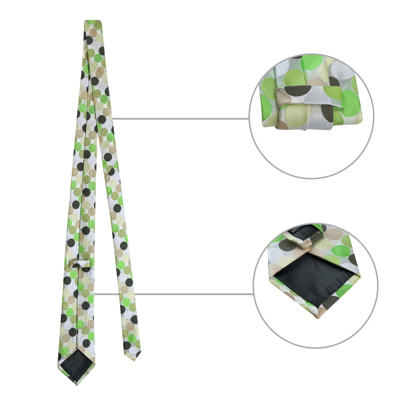 Allegra K Polka Dot Self-tied Handkerchief Clip Cufflinks Business Necktie Sets