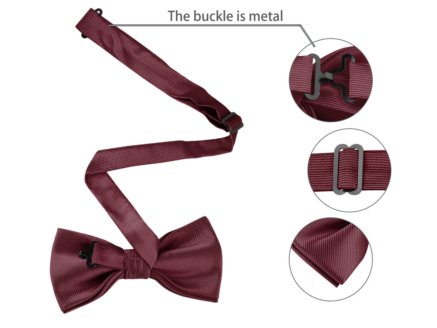 Allegra K Satin Necktie Bowtie Square Solid Color Wedding Business Tie Set