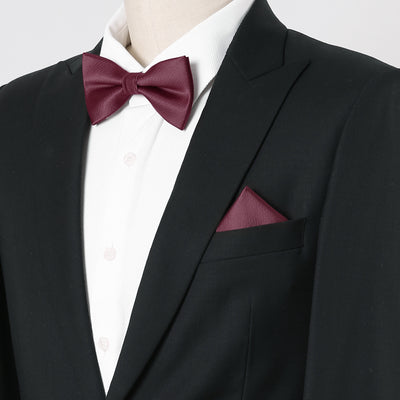 Satin Necktie Bowtie Square Solid Color Wedding Business Tie Set