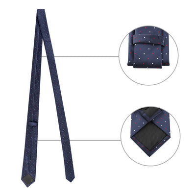 Pocket Square Necktie Bowtie Classic Polka Dots Tie Set