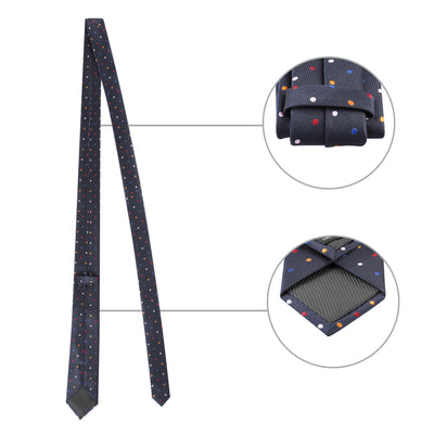 Pocket Square Necktie Bowtie Classic Polka Dots Tie Set