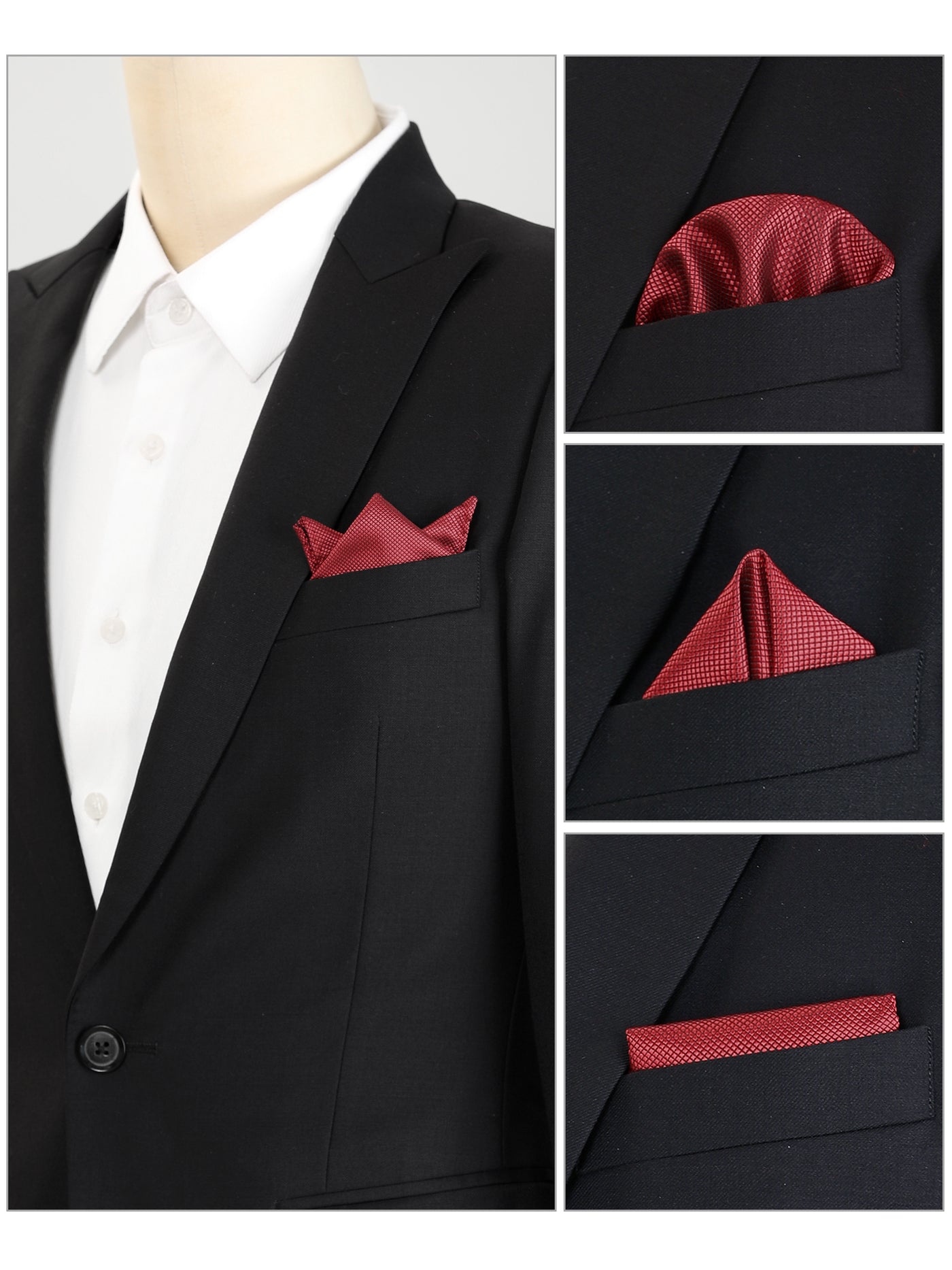 Allegra K Pocket Square Solid Classic Textured Wedding Business Handkerchiefs