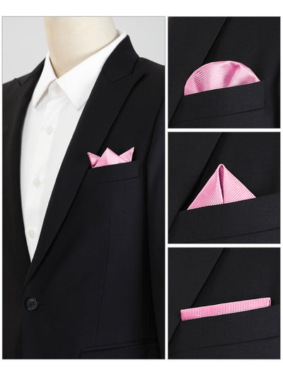 Men's Pocket Squares Classic Satin Polka Dots Solid Color Handkerchiefs for Wedding Business