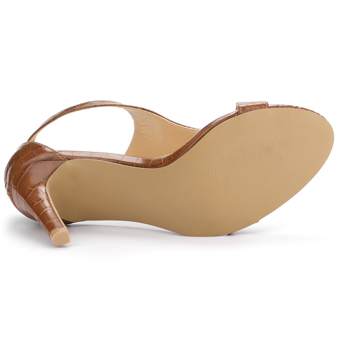 Allegra K T-Strap Croc Embossed Stiletto Heel Buckle Closure Sandals