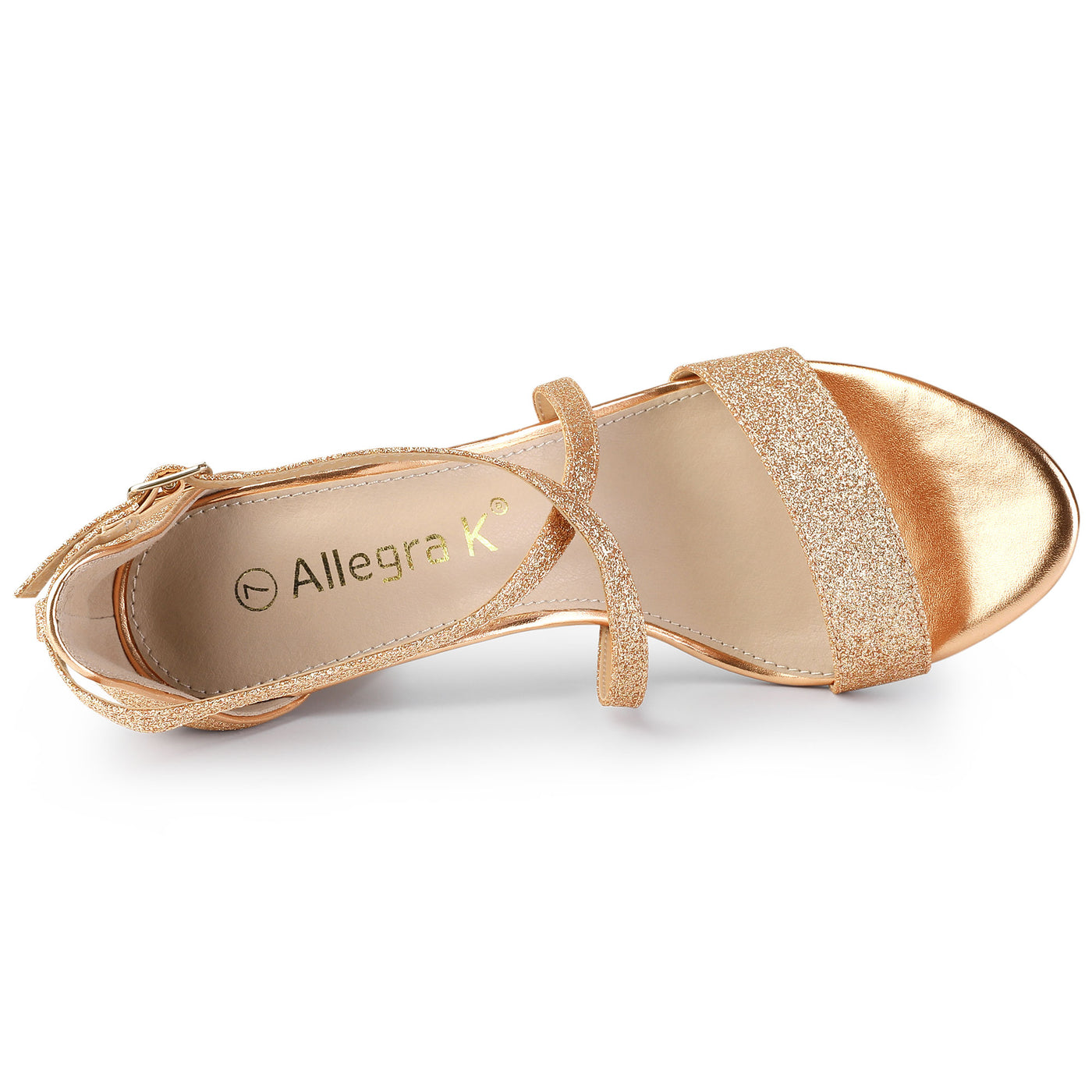 Allegra K Glitter Crisscross Strap Block Heel Sandals