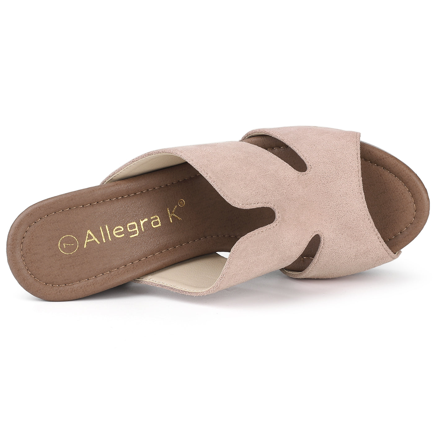 Allegra K Faux Suede Platform High Block Heel Slides Sandals