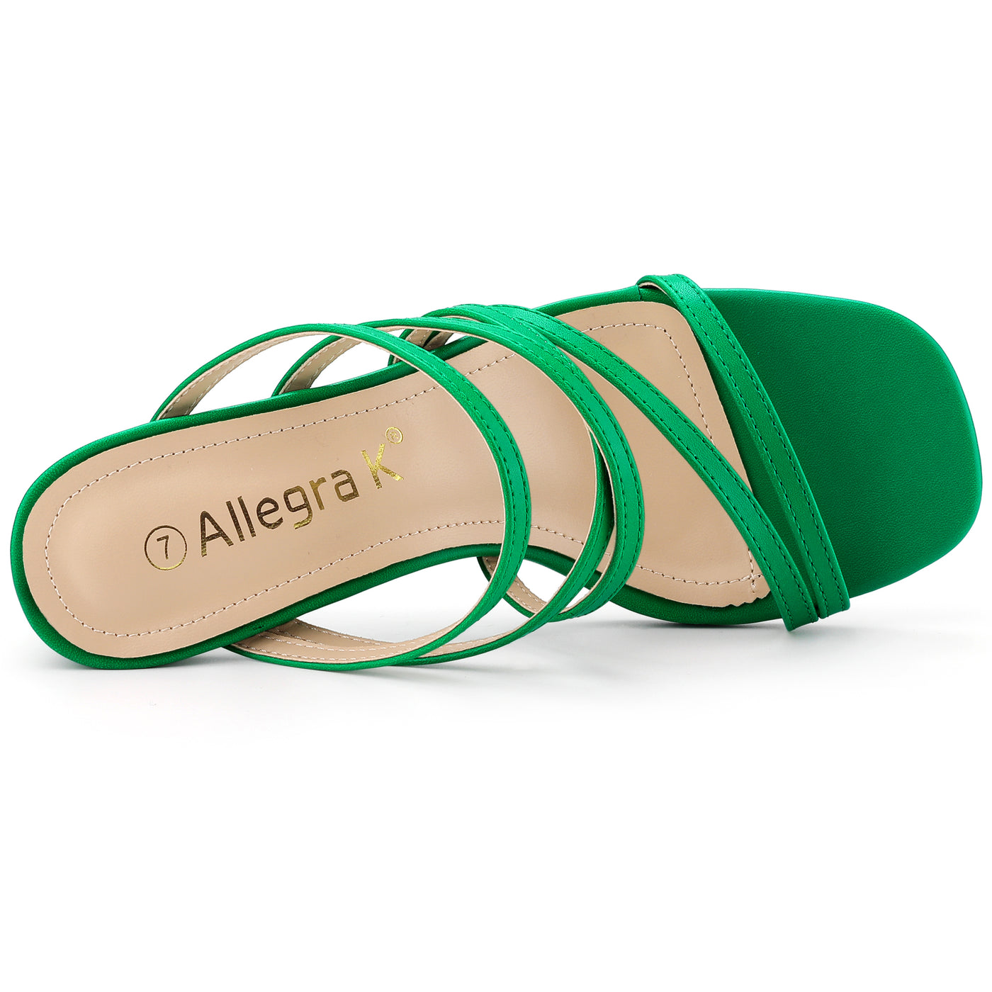 Allegra K Open Toe Crisscross Strap Strappy Block Slide Heel Sandals