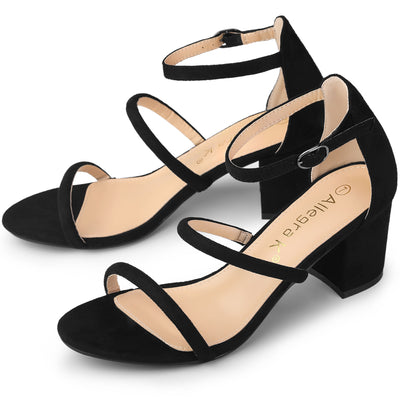 Open Toe Ankle Strap Chunky Heel Sandals