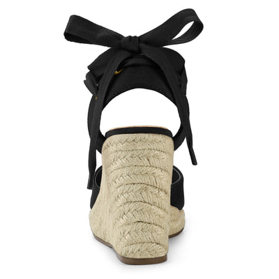 Closed Toe Espadrilles Wedges Tie Up Wedge Sandals