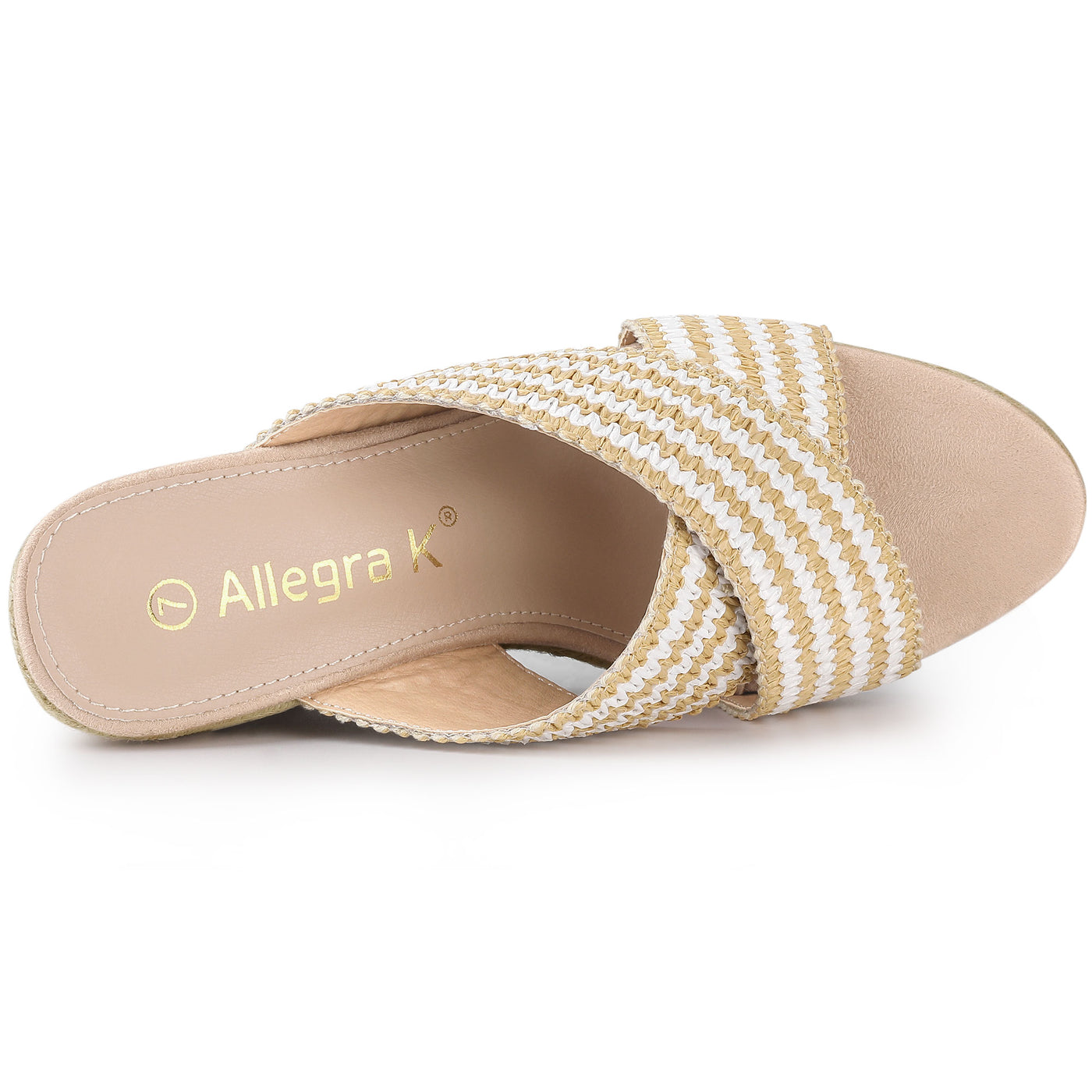 Allegra K Open Toe Crisscross Straps Espadrilles Slide Wedge Sandals