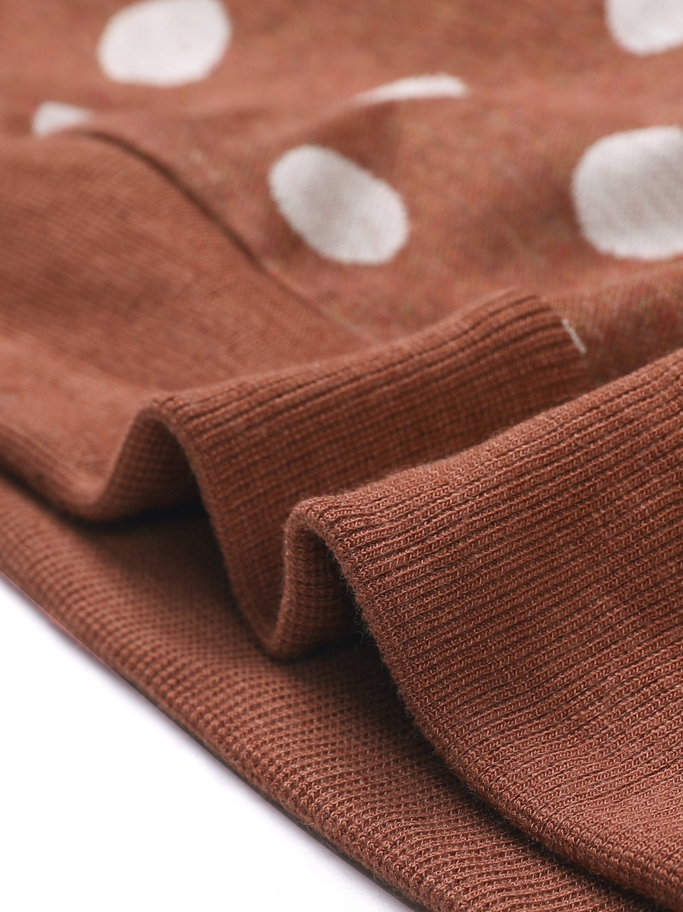 Allegra K Winter Knitted Pullover Sweatshirt Long Sleeve Polka Dot Sweater