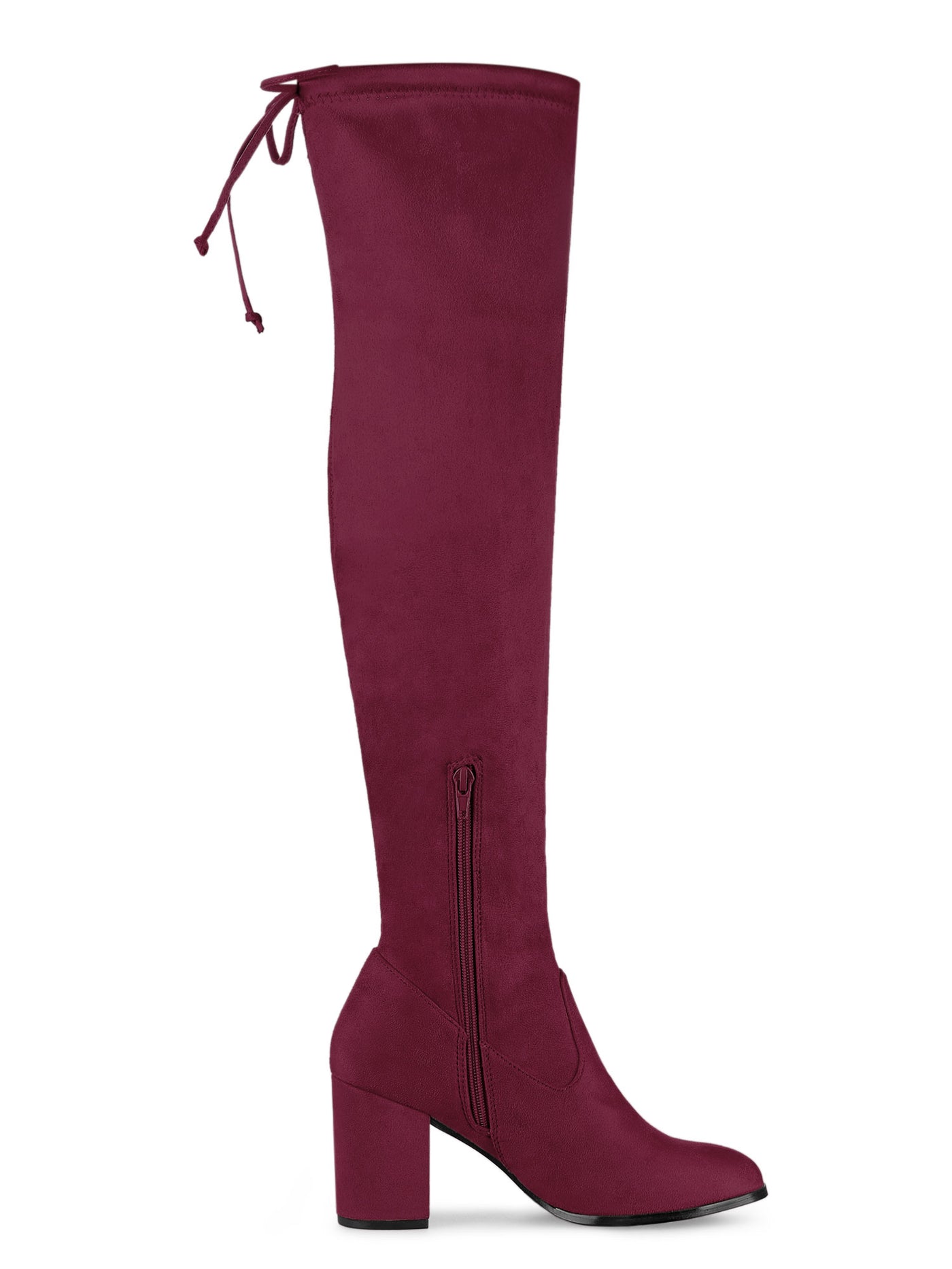 Allegra K Round Toe Chunky Heel Over the Knee High Boots